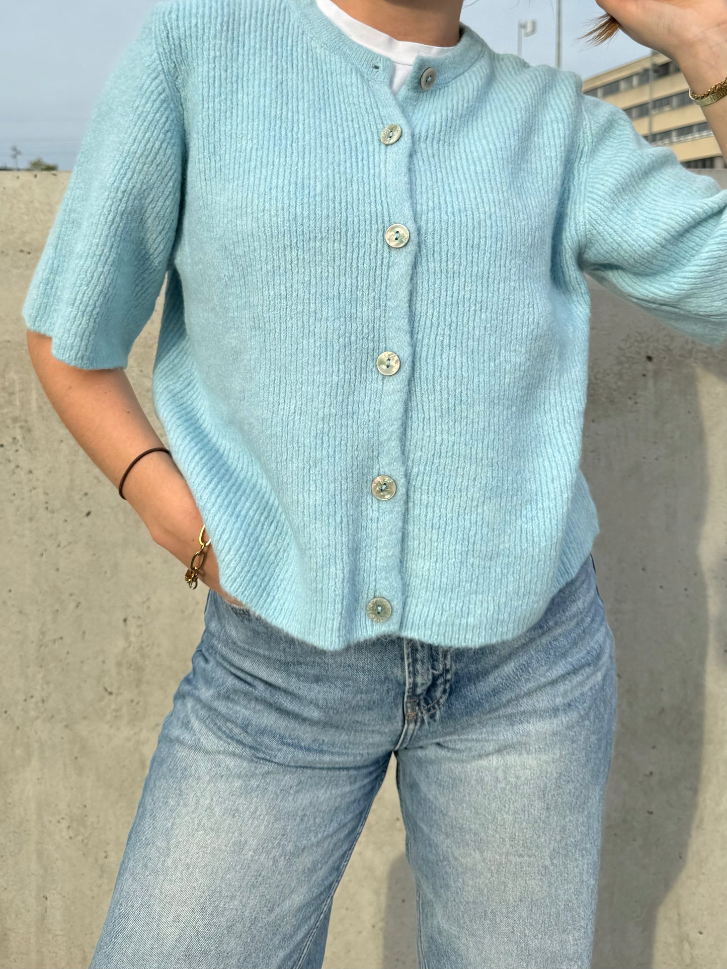 Gilet en maille Bleu