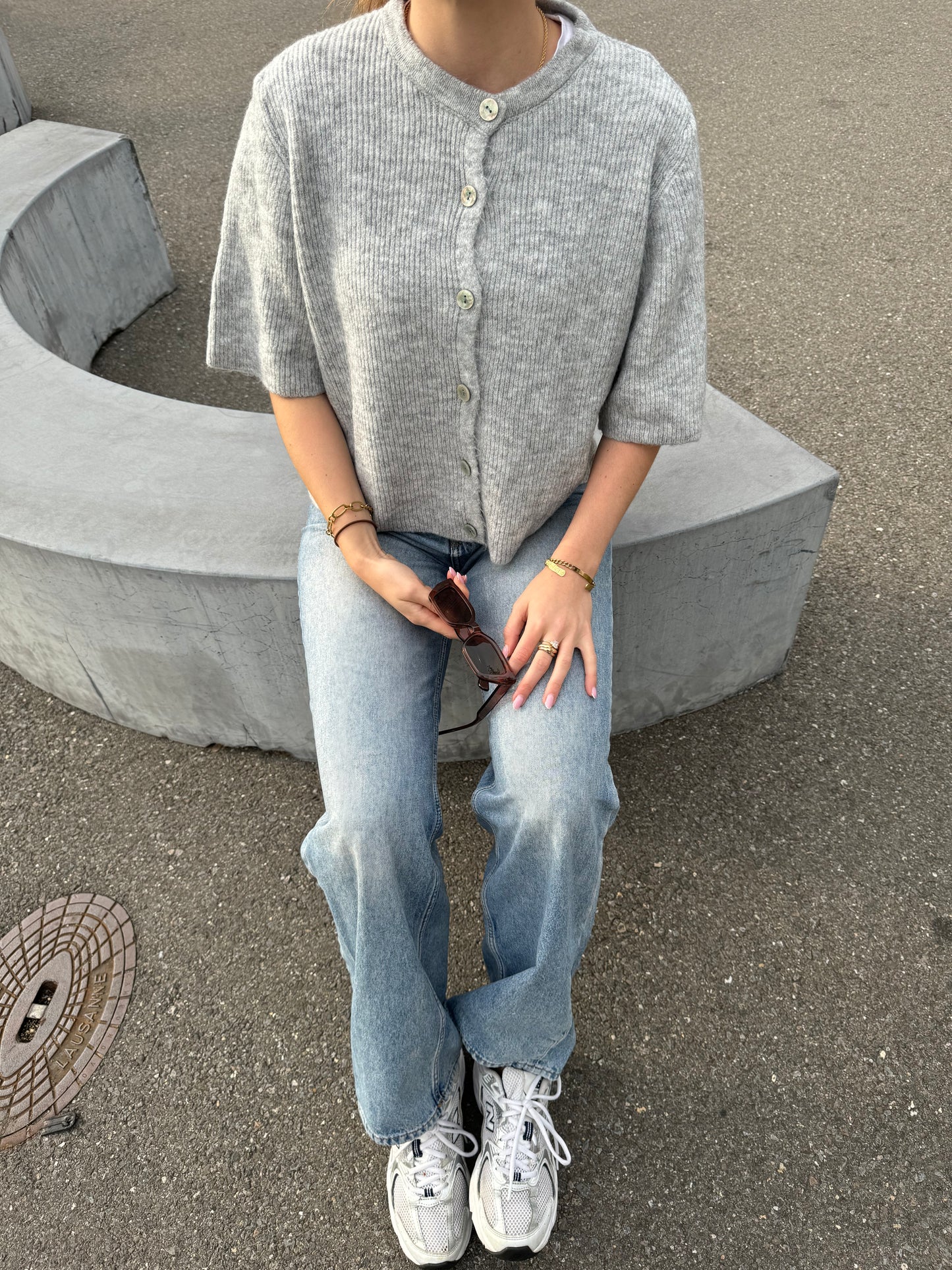 Gilet en maille Gris