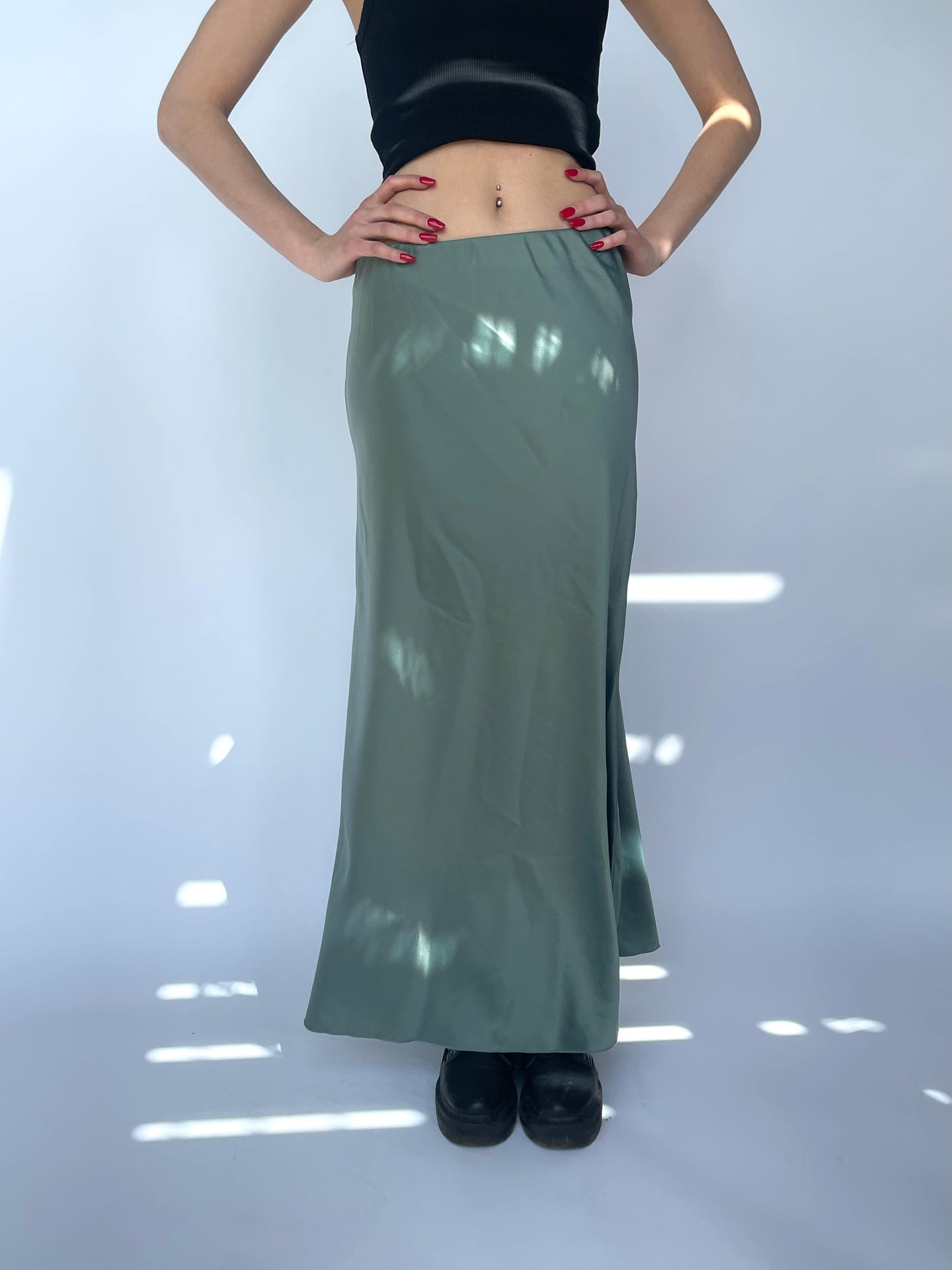Jupe effet satiné vert d'eau