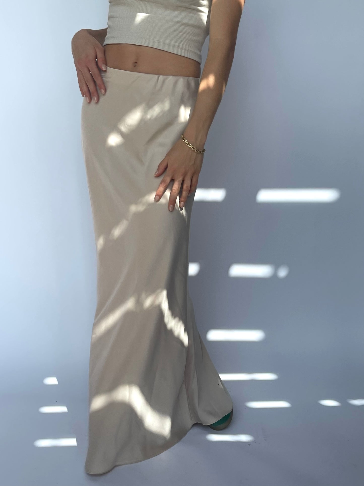 Jupe effet satiné beige
