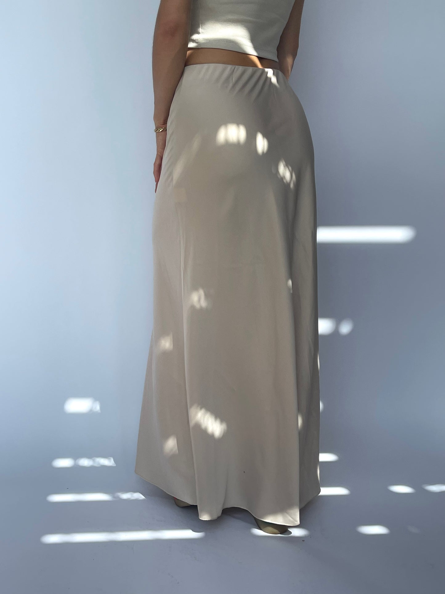 Jupe effet satiné beige