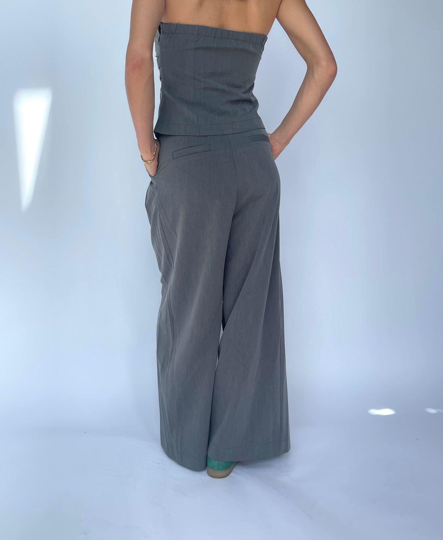 Ensemble Bustier & Pantalon large Gris