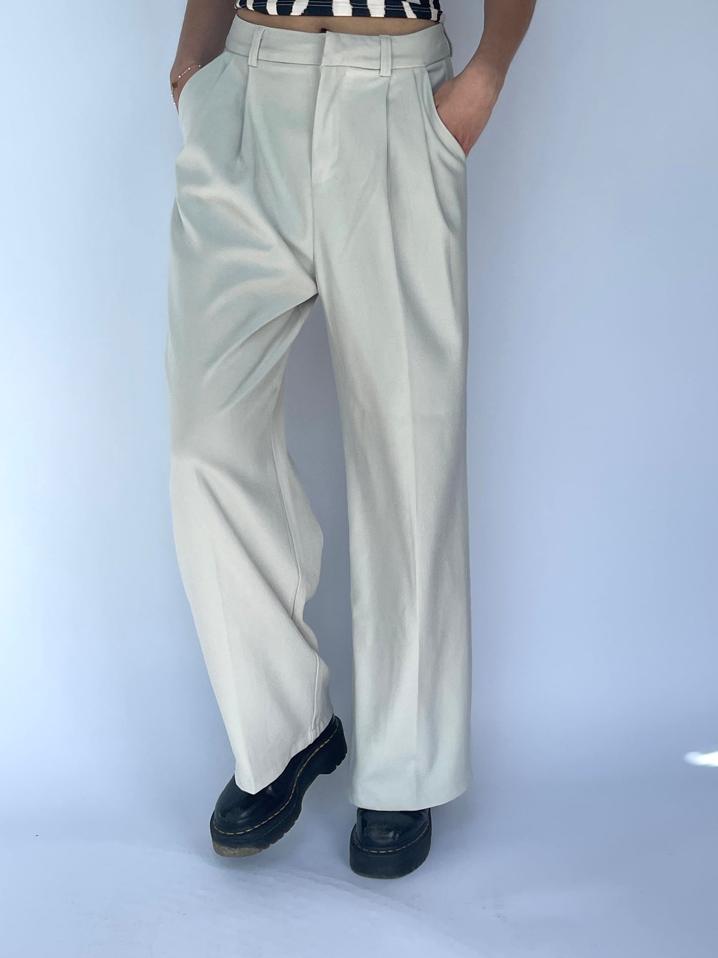 Pantalon large beige