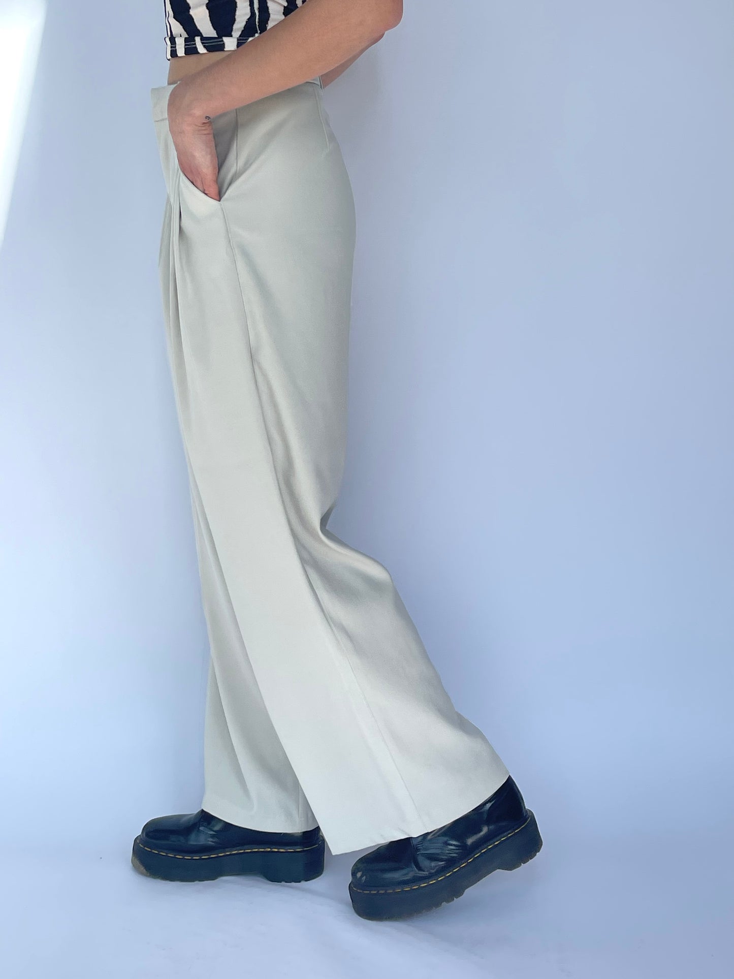 Pantalon large beige
