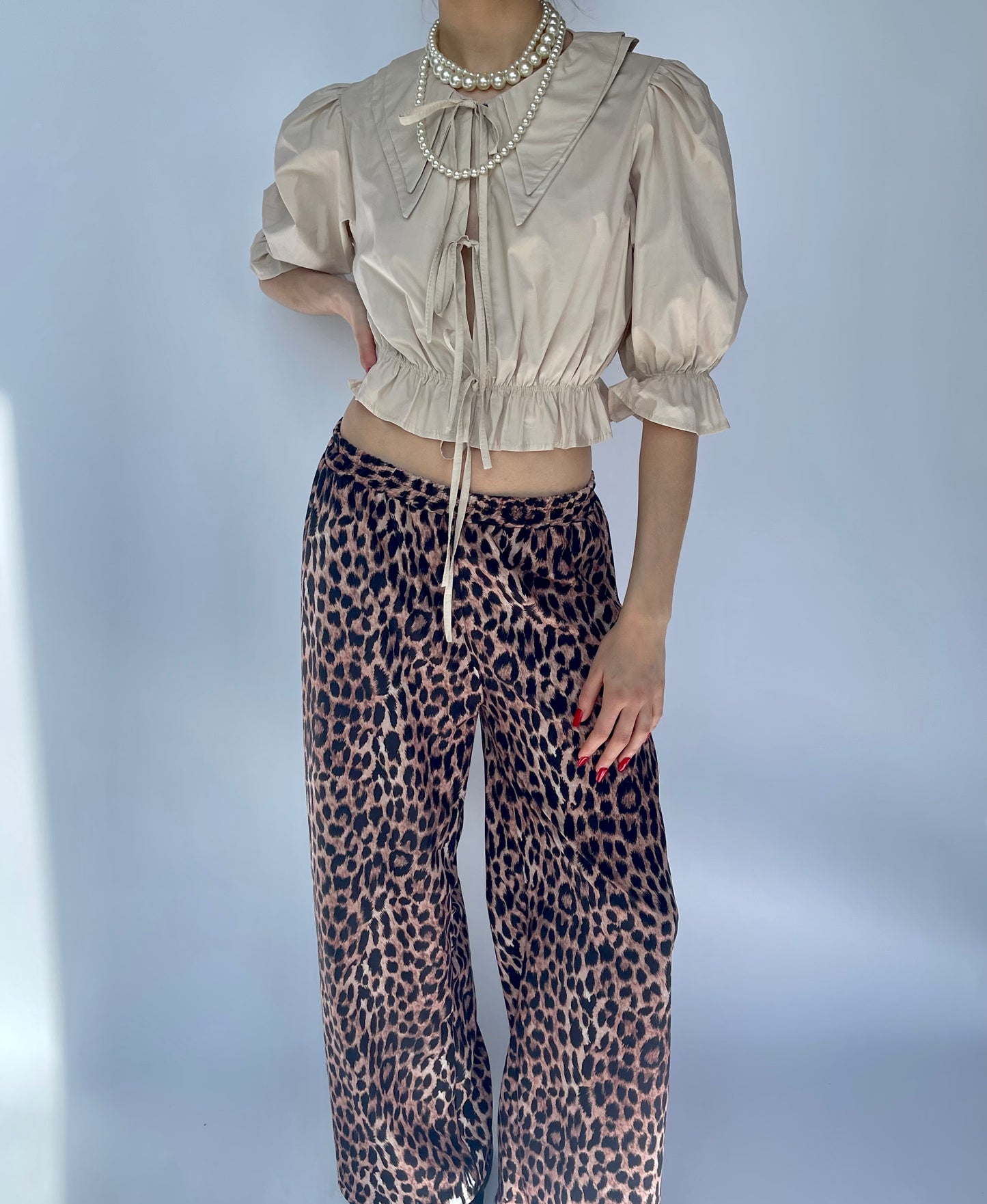 Blouse col Claudine beige