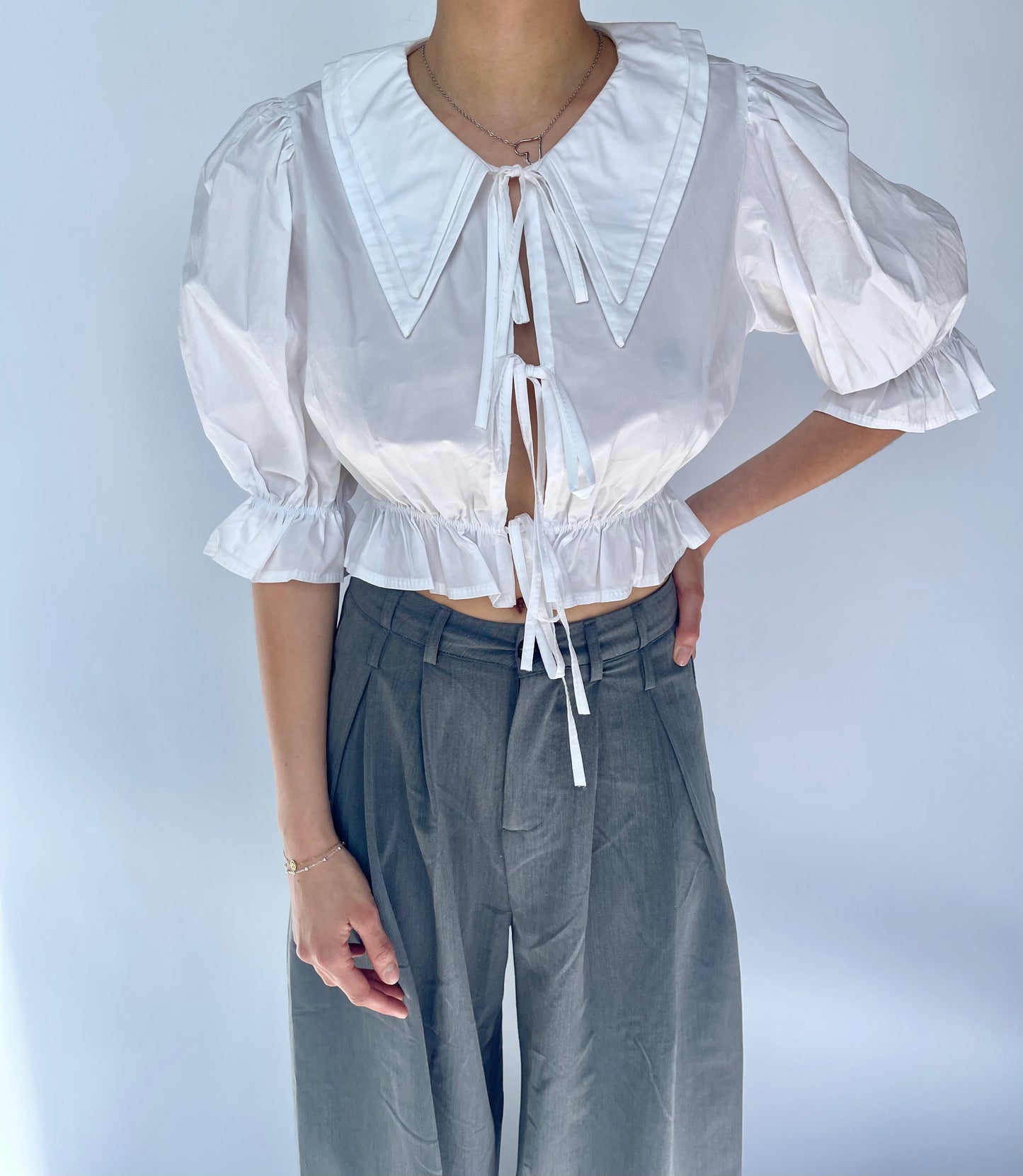 Blouse col Claudine blanche