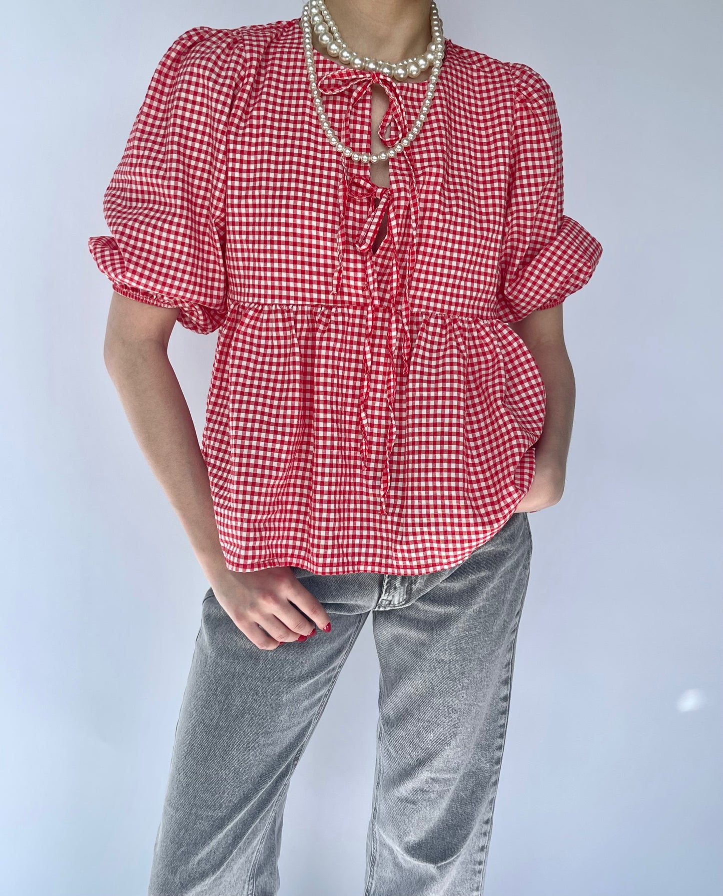 Blouse rouge Vichy