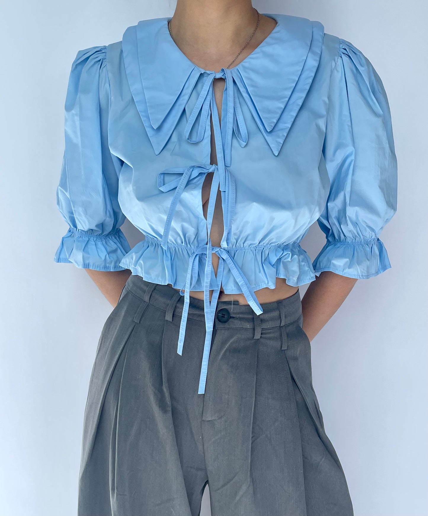 Blouse col Claudine bleue
