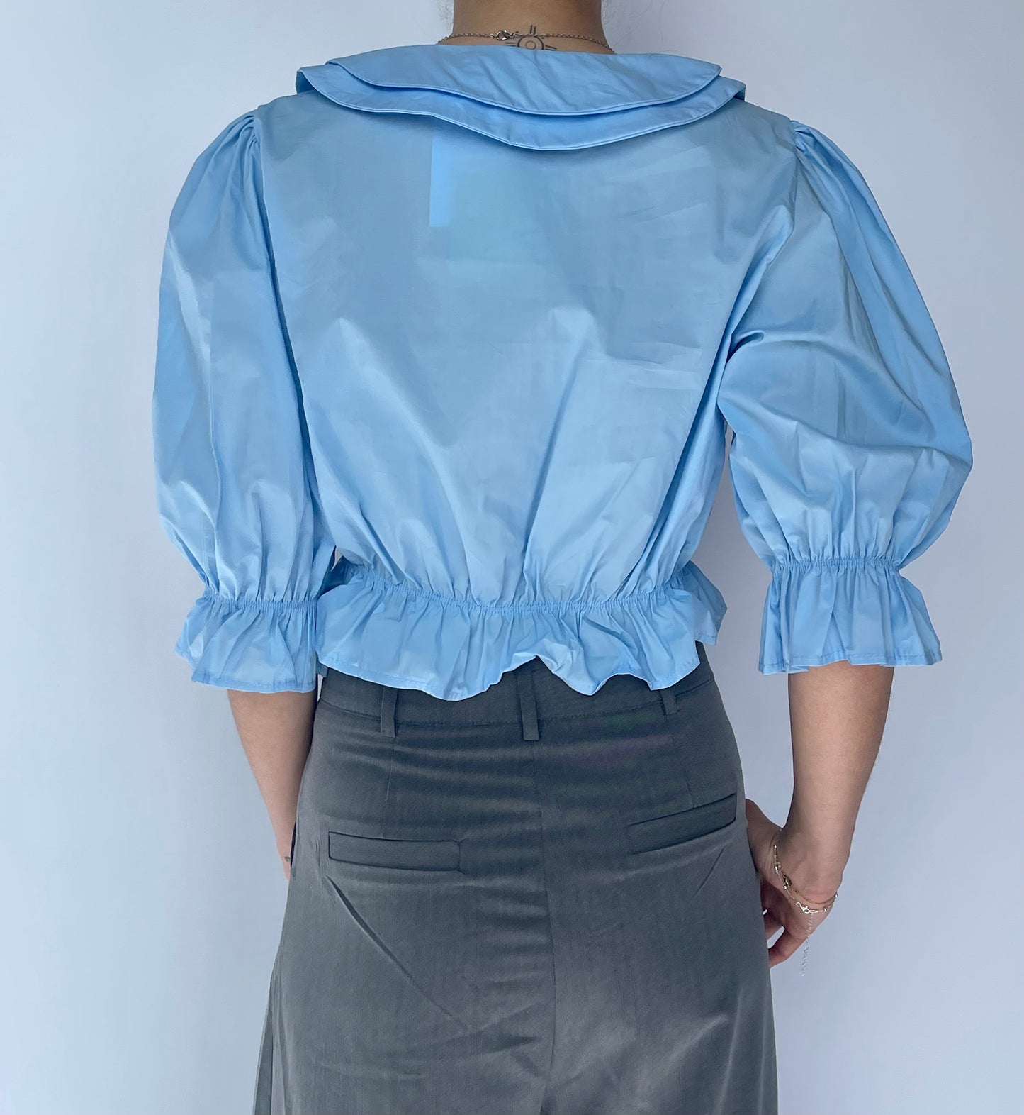 Blouse col Claudine bleue
