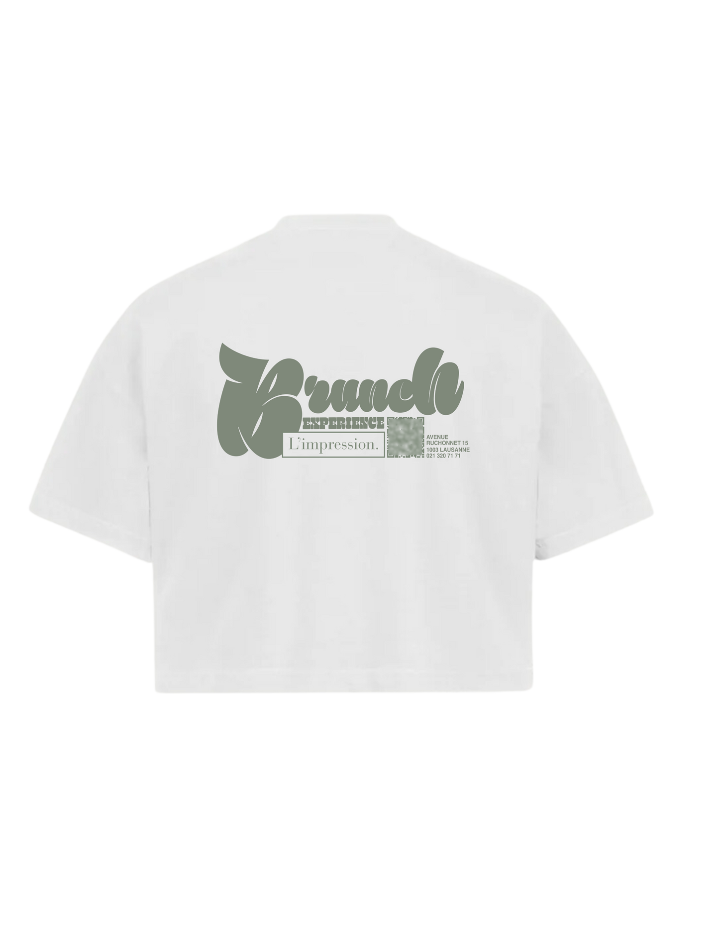 T-shirt Crop Blanc Brunch Experience X L'Impression Café