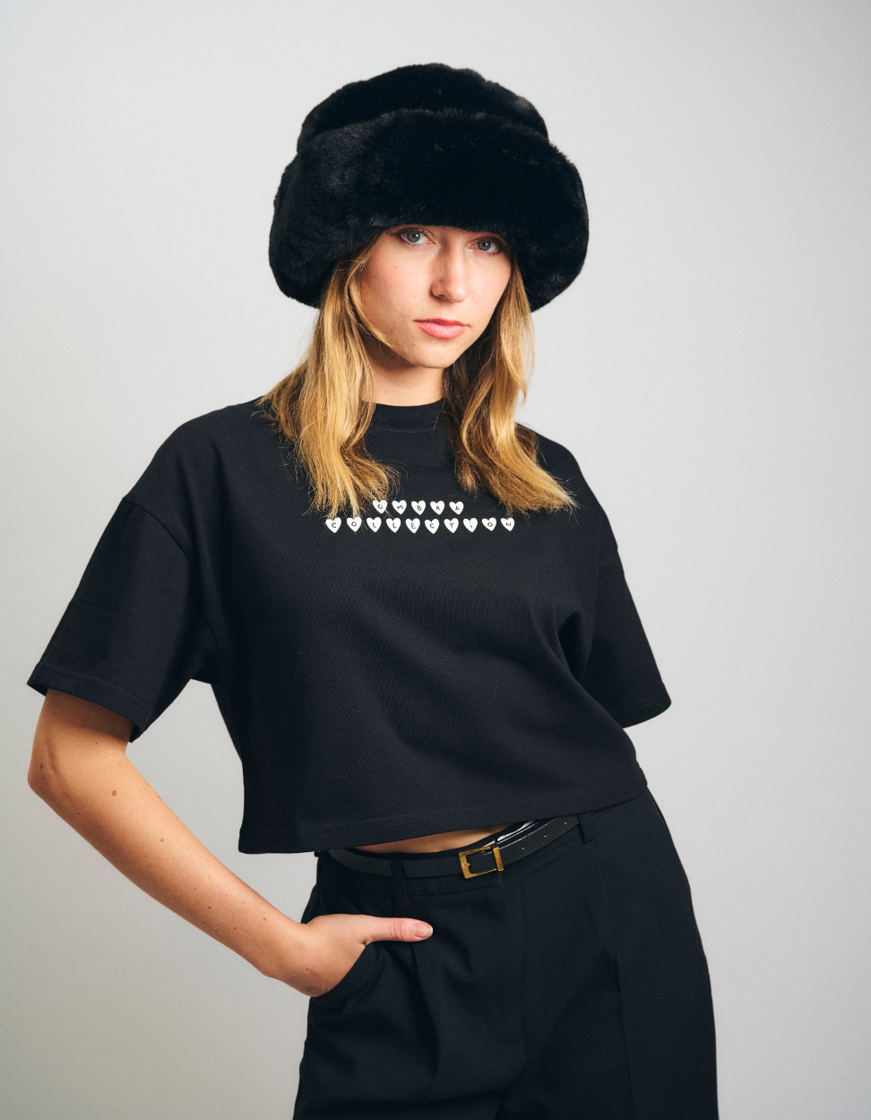 T-shirt Crop Noir Brunch Experience X L'Impression Café