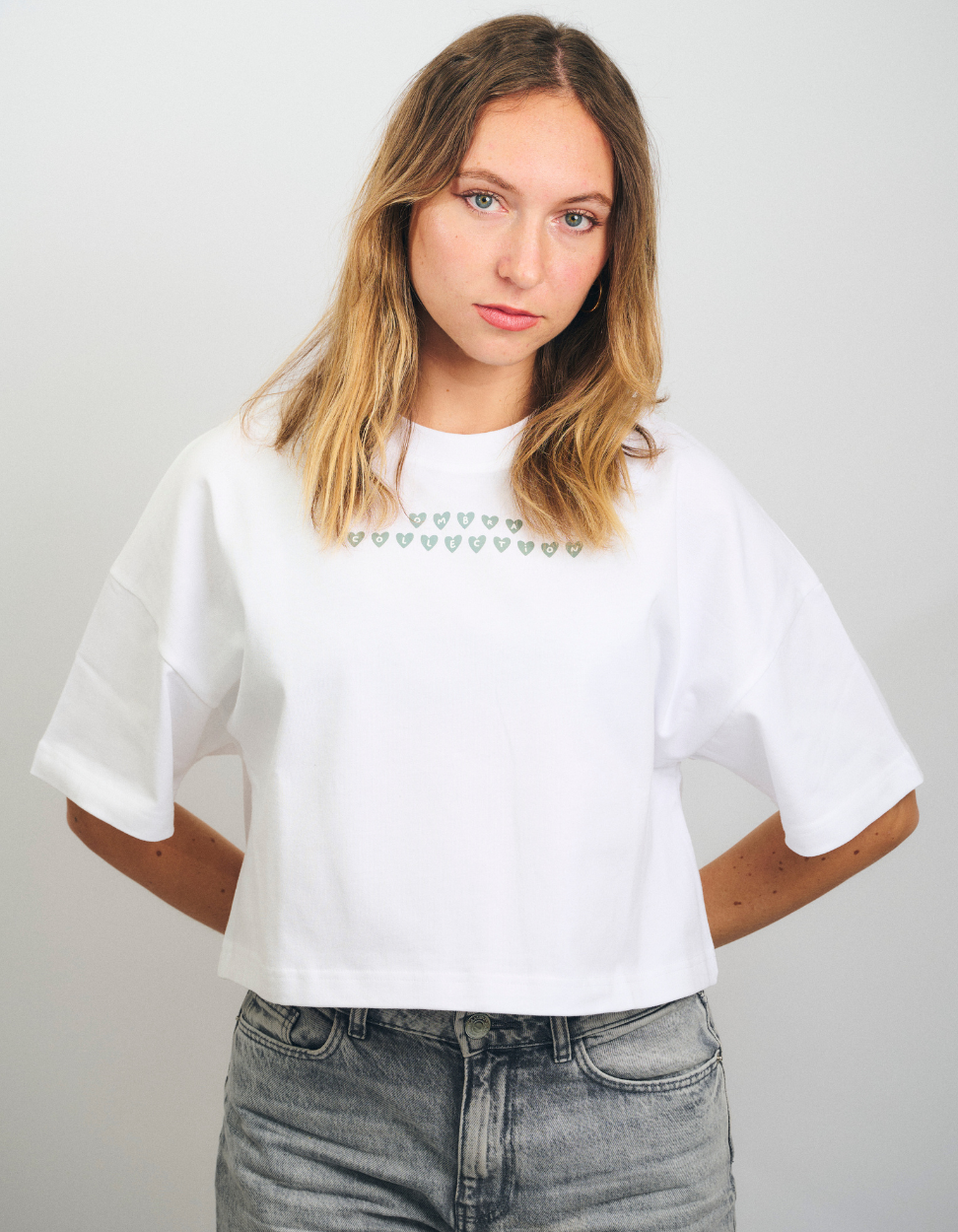 T-shirt Crop Blanc Brunch Experience X L'Impression Café